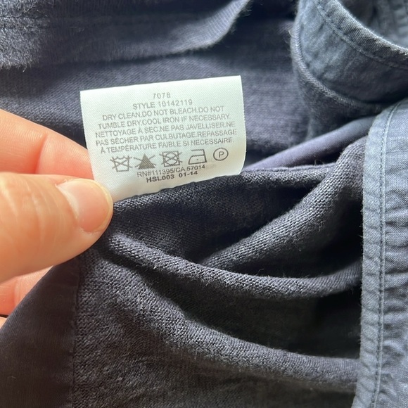 Tory Burch Two Pocket Navy Linen Cotton Button Down Shirt - Picture 7 of 10